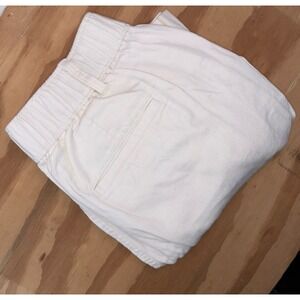 Madewell Ivory Pleated Cotton Linen Wide Leg Pants 10 Boho Beachy Trousers